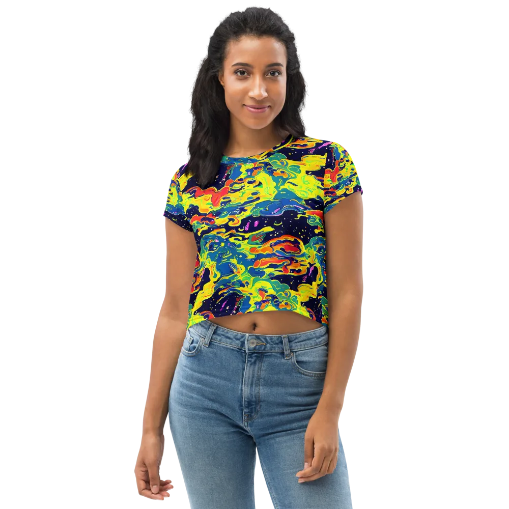 Ultramarine Heat on Crop Tee — Front