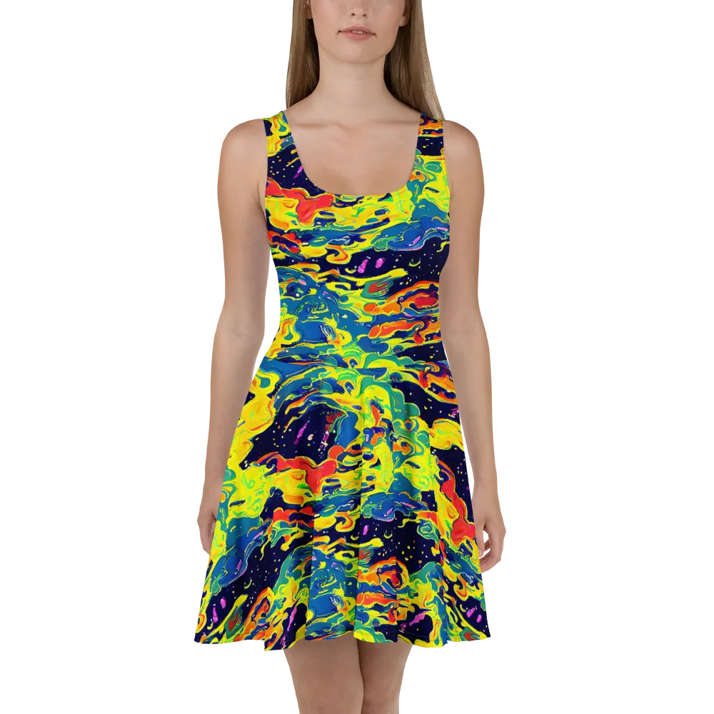 Ultramarine Heat on Skater Dress — Front