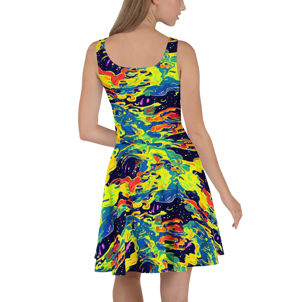 Ultramarine Heat on Skater Dress — Back