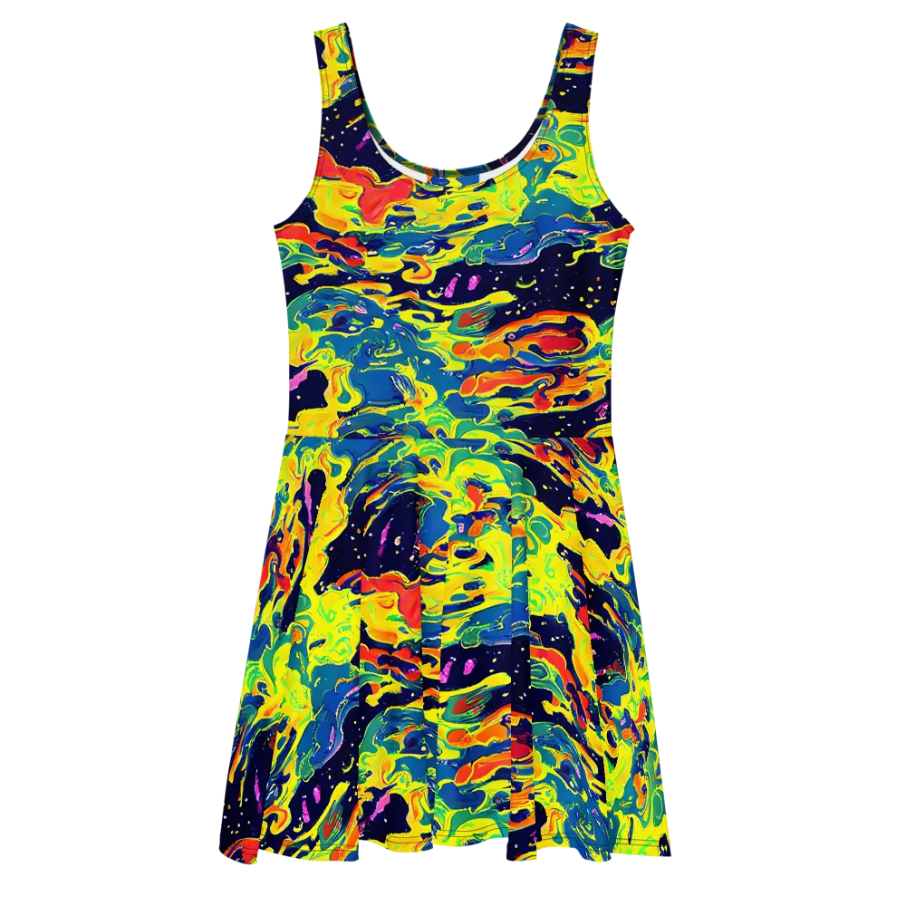 Ultramarine Heat on Skater Dress — Front
