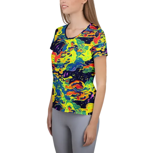 Ultramarine Heat on a Women's Athletic T-Shirt