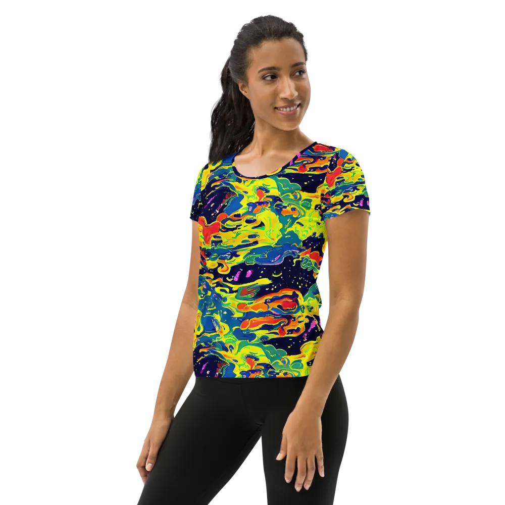 Ultramarine Heat on Women's Athletic T-Shirt — Left