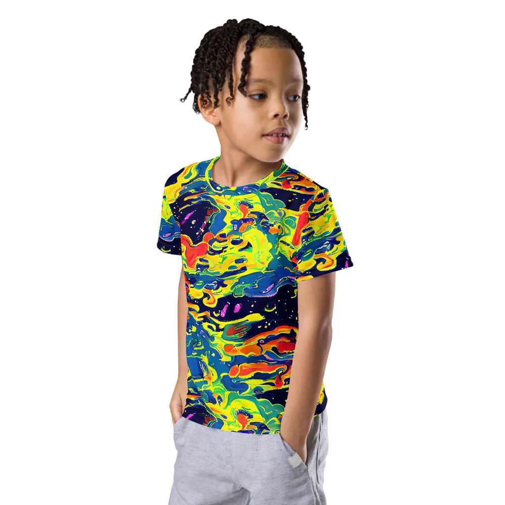 Ultramarine Heat on Kids Crew Neck T-Shirt — Left Front