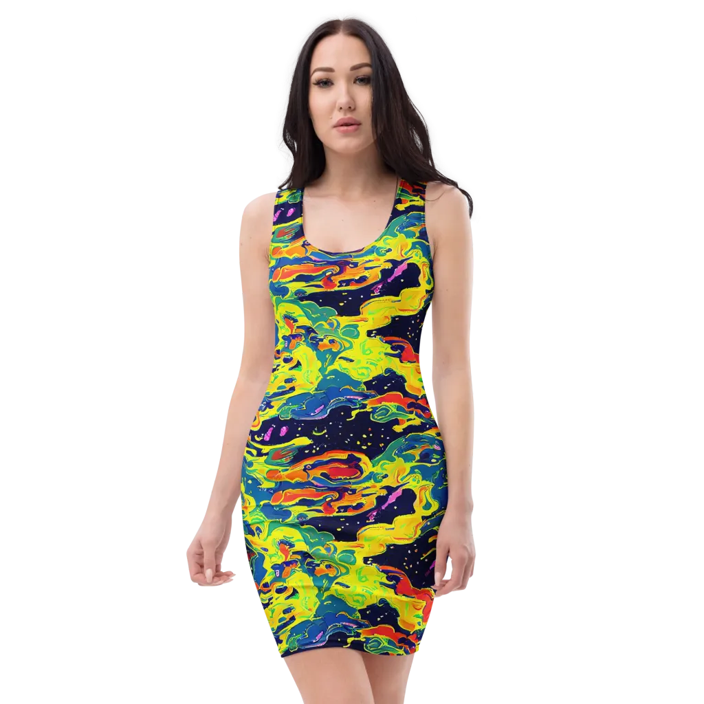 Ultramarine Heat on Bodycon Dress — Front
