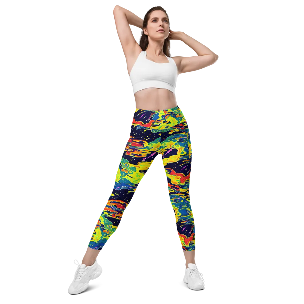 Ultramarine Heat on Leggings with Pockets — Front