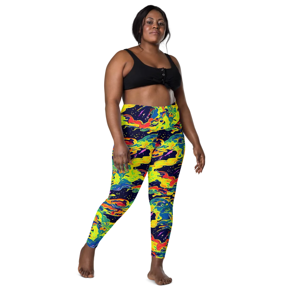 Ultramarine Heat on Leggings with Pockets — Front