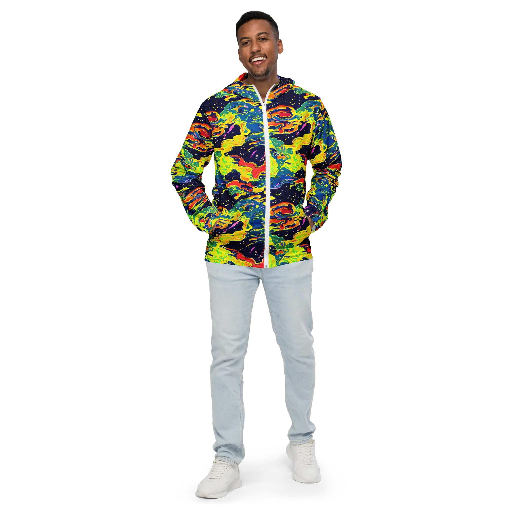 Ultramarine Heat on Men's Windbreaker — Front