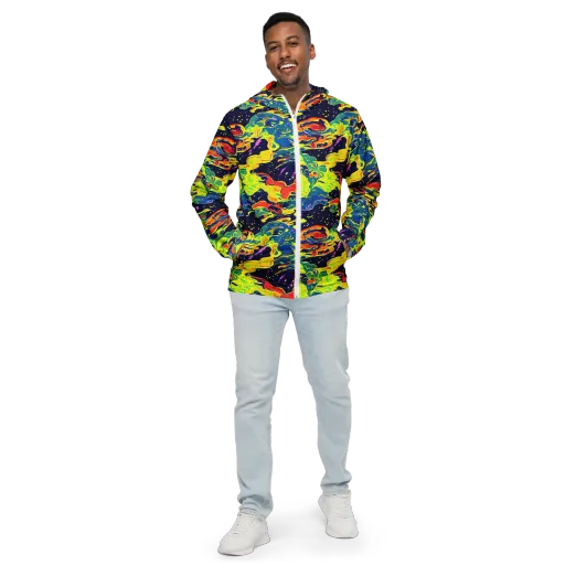 Ultramarine Heat on a Men's Windbreaker