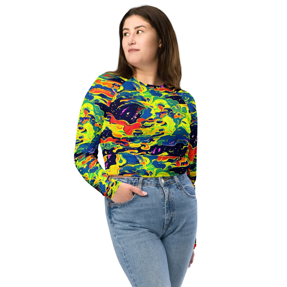 Ultramarine Heat on Long Sleeve Crop Top — Front