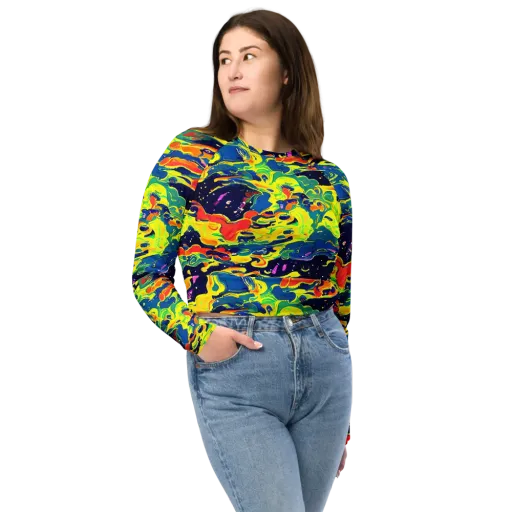 Ultramarine Heat on a Long Sleeve Crop Top