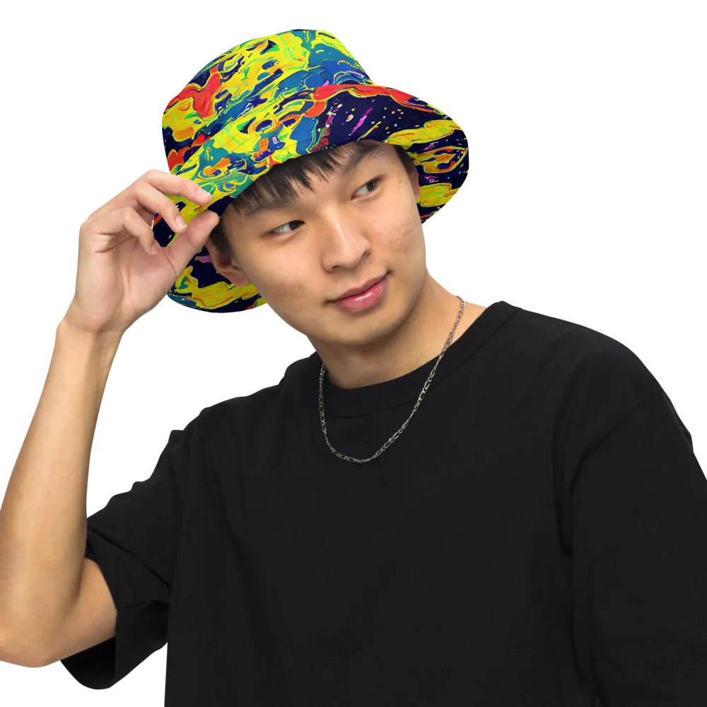 Ultramarine Heat on Reversible Bucket Hat — Front Inside