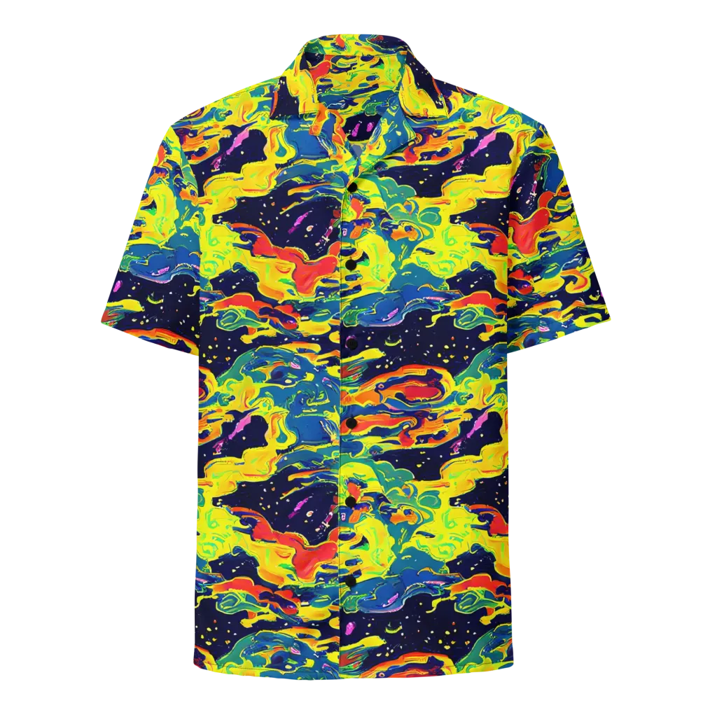 Ultramarine Heat on Button Shirt — Front