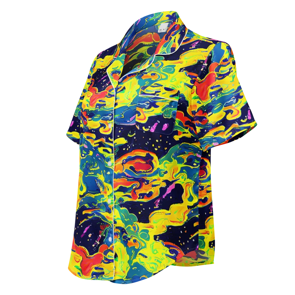 Ultramarine Heat on Women's Short Sleeve Pajama Top — Left Front
