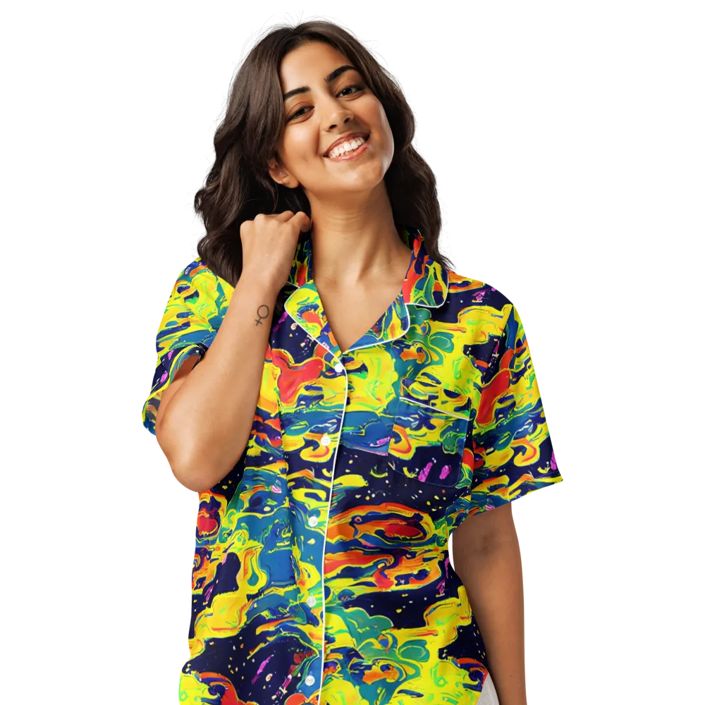 Ultramarine Heat on Women's Short Sleeve Pajama Top — Front