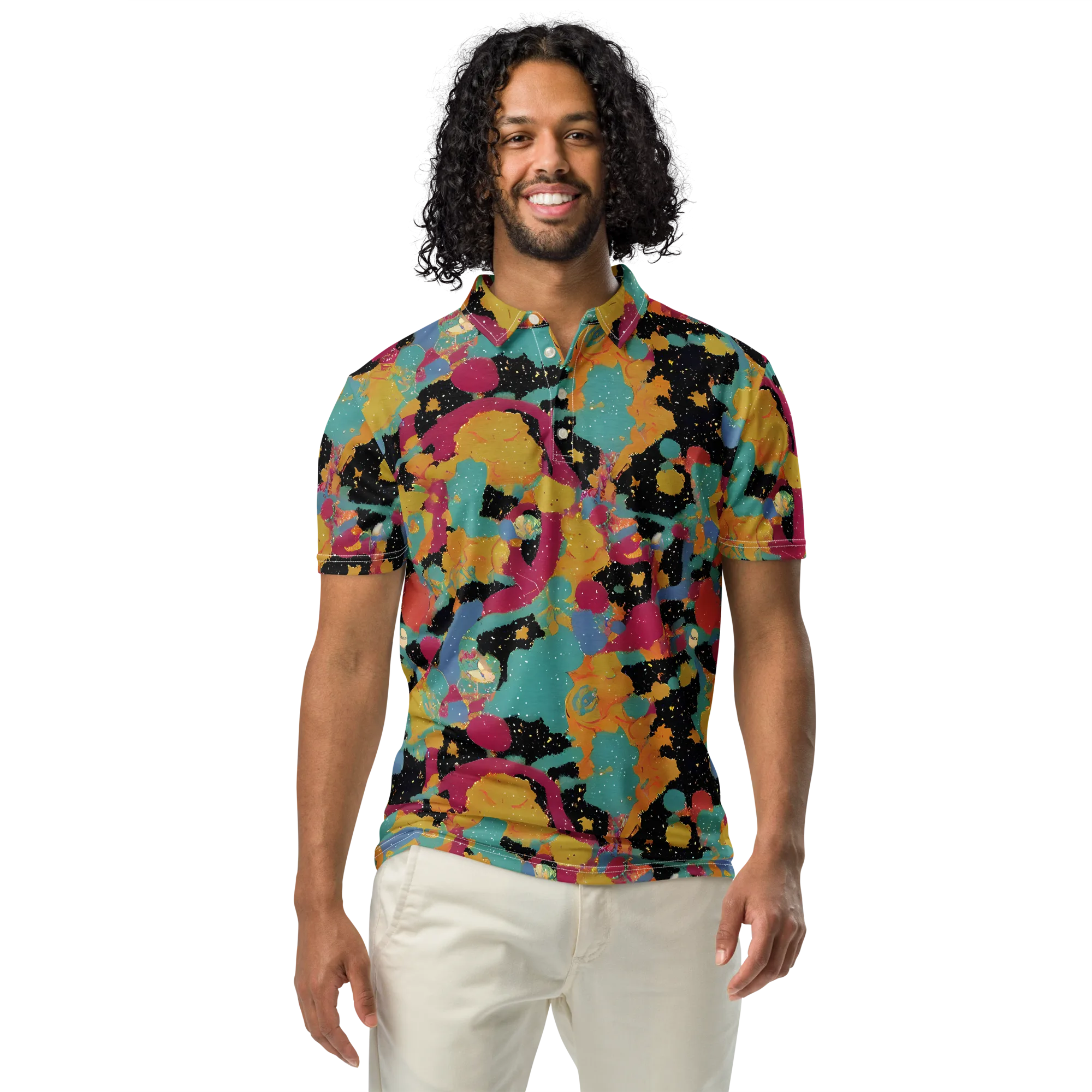 Saturated Reverie on Men's Slim Fit Polo Shirt — Front