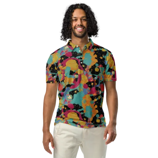 Saturated Reverie on a Men's Slim Fit Polo Shirt