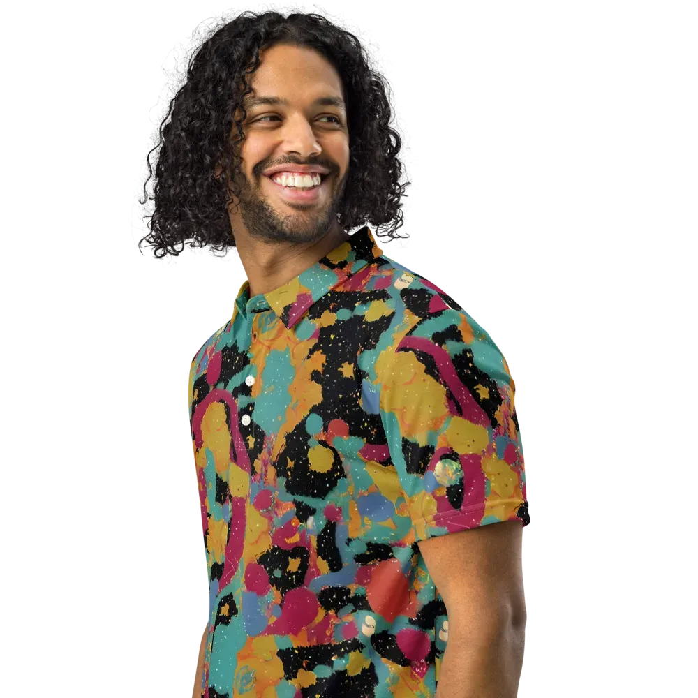 Saturated Reverie on Men's Slim Fit Polo Shirt — Left Front