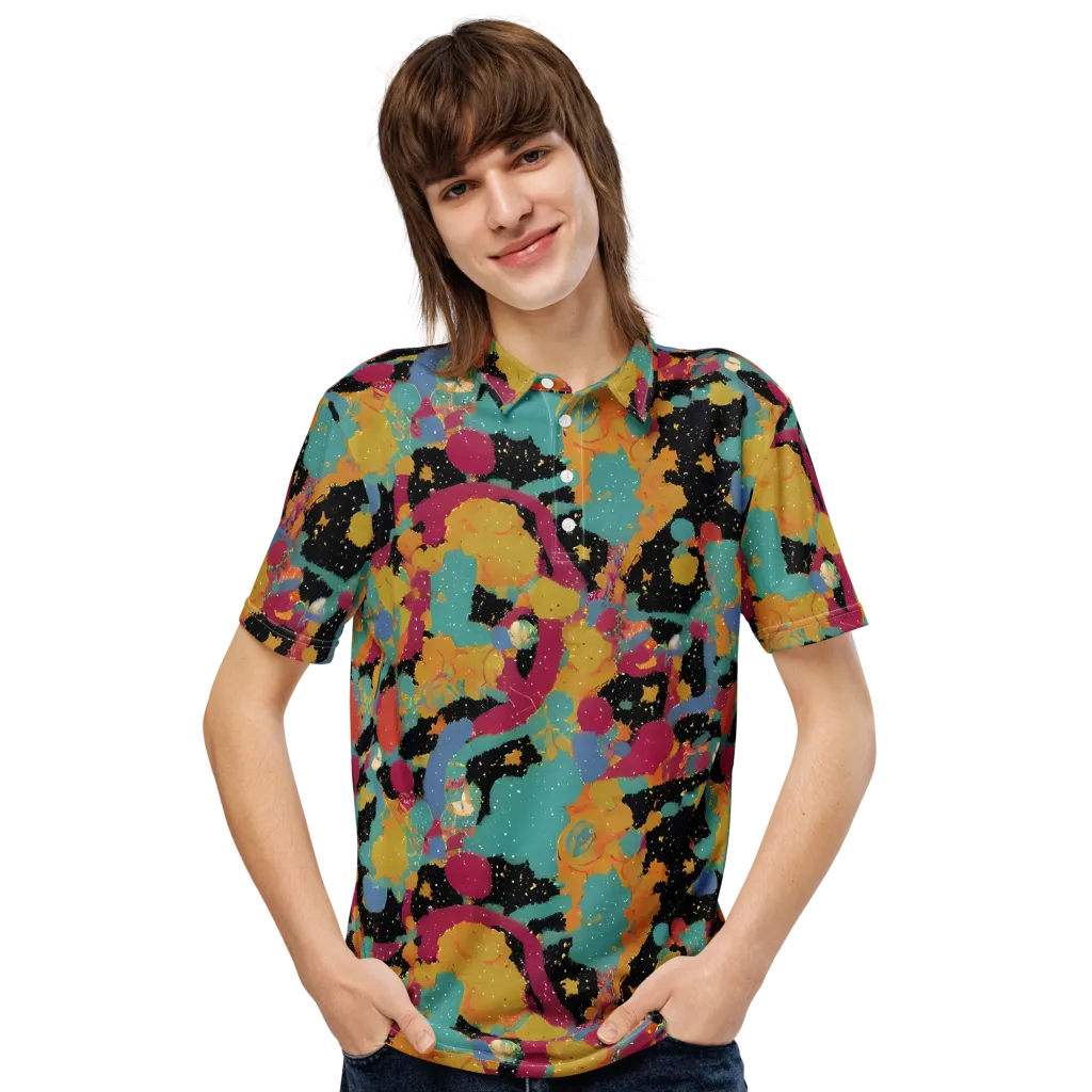 Saturated Reverie on Men's Slim Fit Polo Shirt — Front