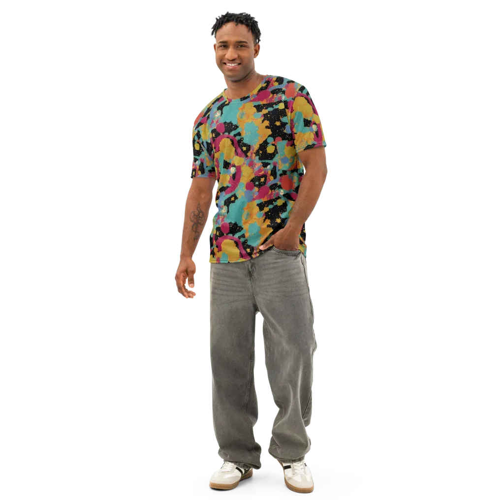 Saturated Reverie on Men's Cotton Crew Neck T-Shirt — Front