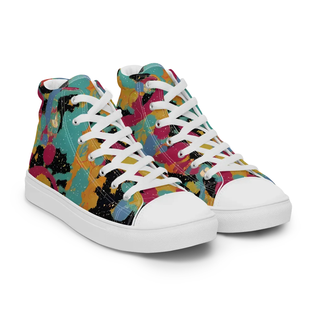 Saturated Reverie on Men's High Top Canvas Shoes — Right Front