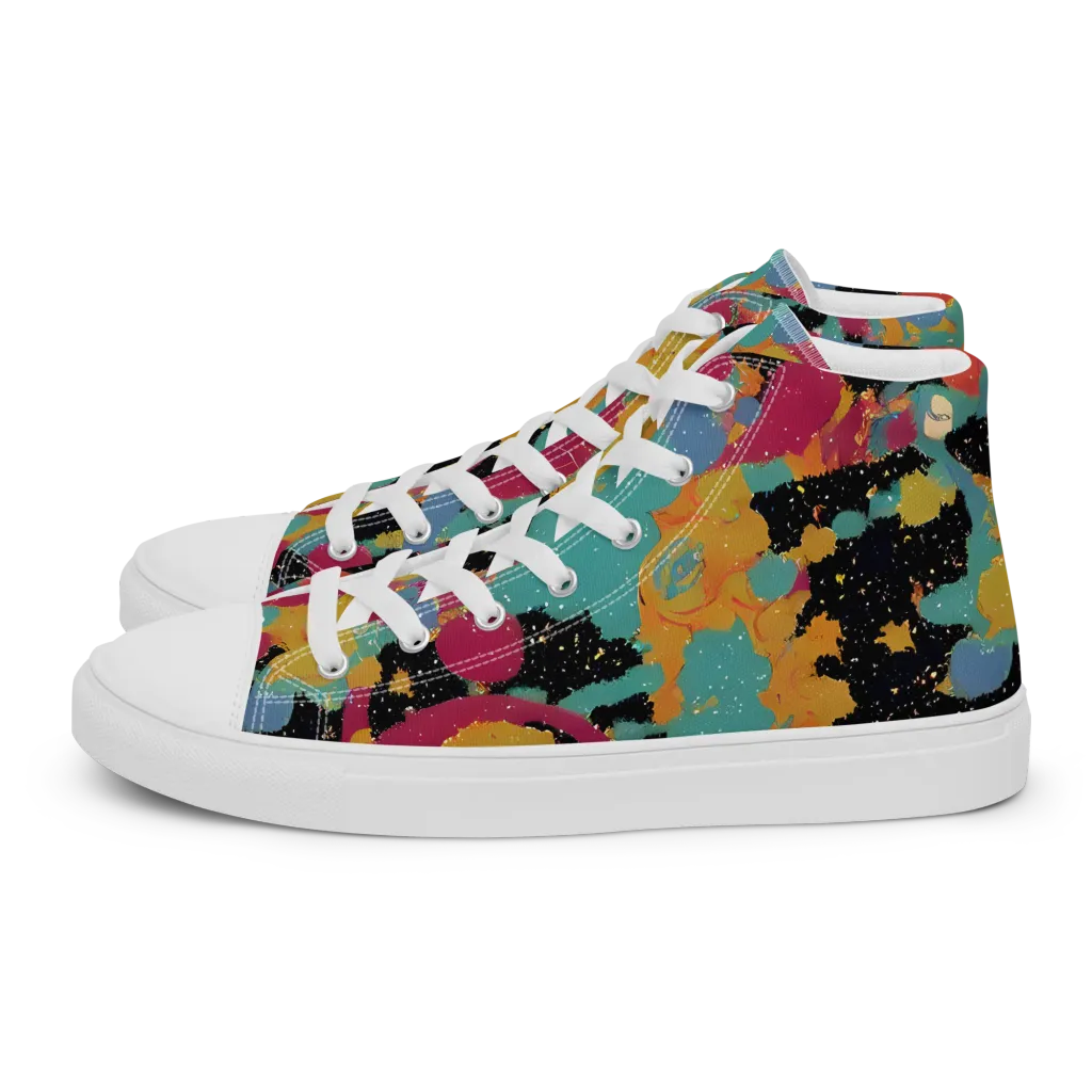 Saturated Reverie on Men's High Top Canvas Shoes — Left