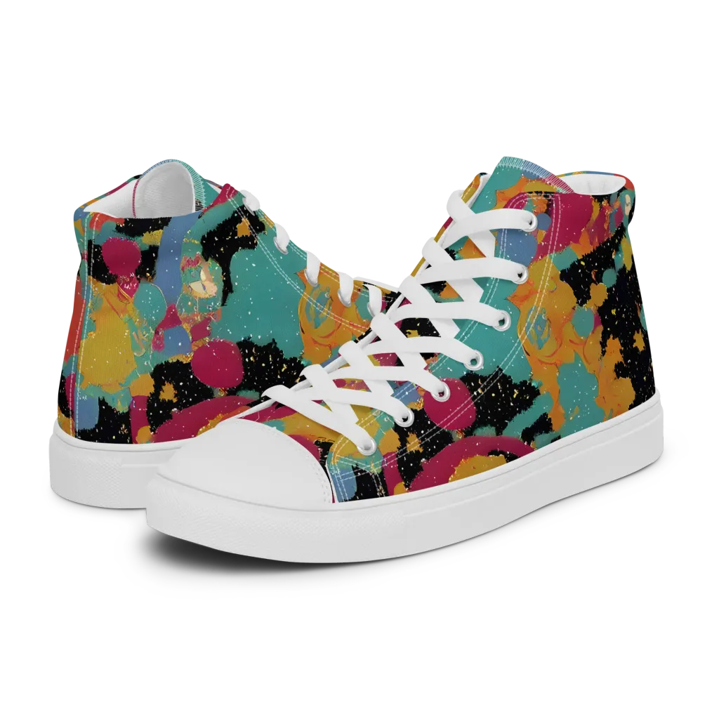 Saturated Reverie on Men's High Top Canvas Shoes — Left