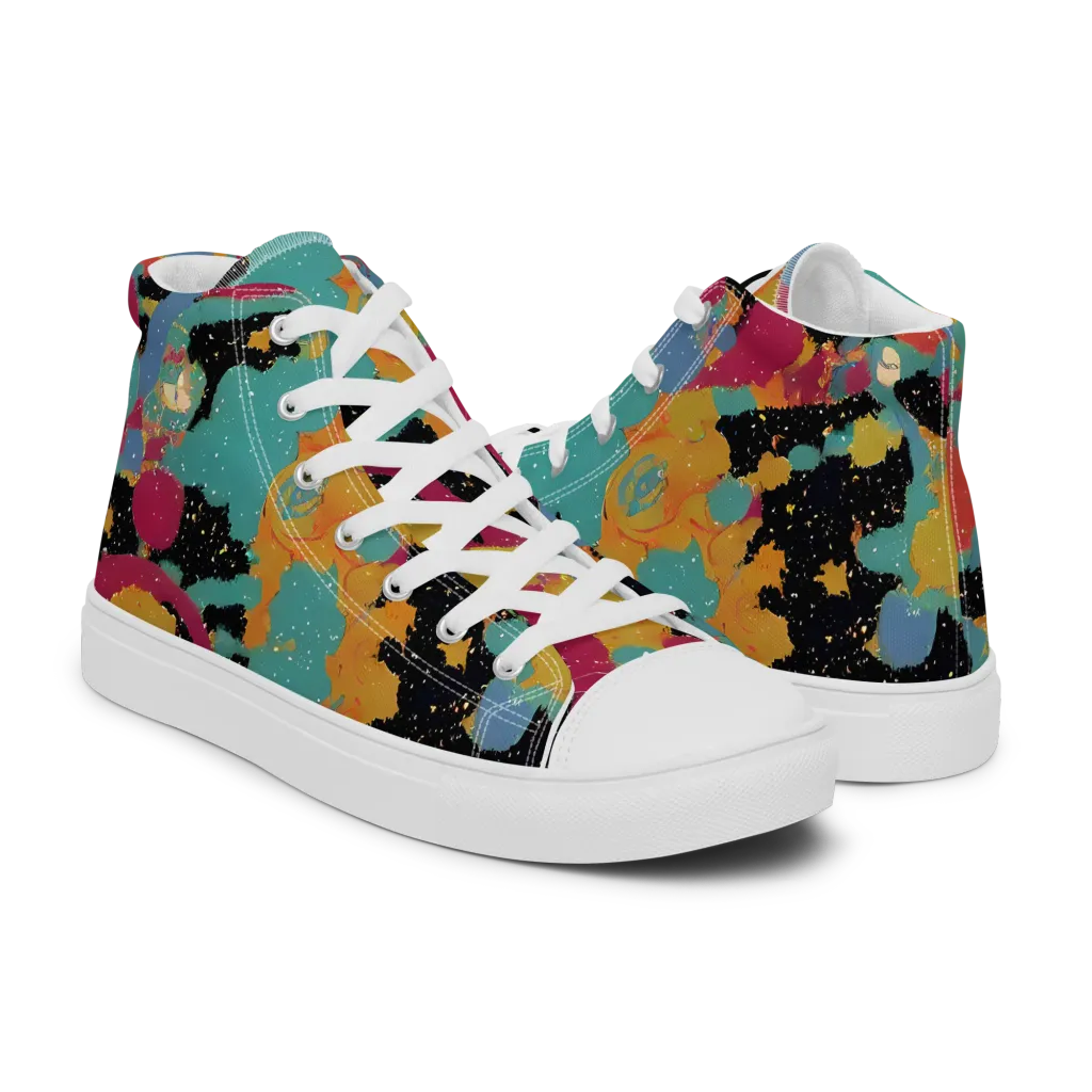Saturated Reverie on Men's High Top Canvas Shoes — Right