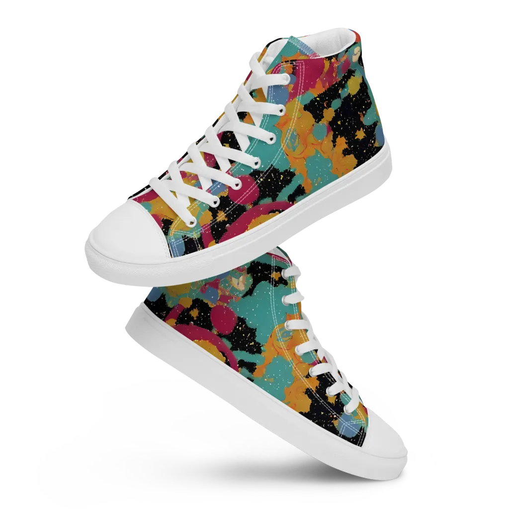 Saturated Reverie on Men's High Top Canvas Shoes — Front