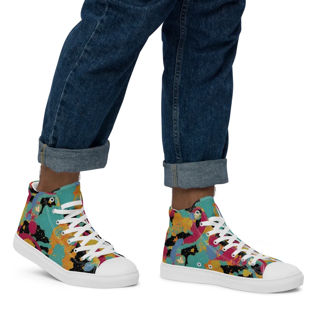Saturated Reverie on Men's High Top Canvas Shoes — Right