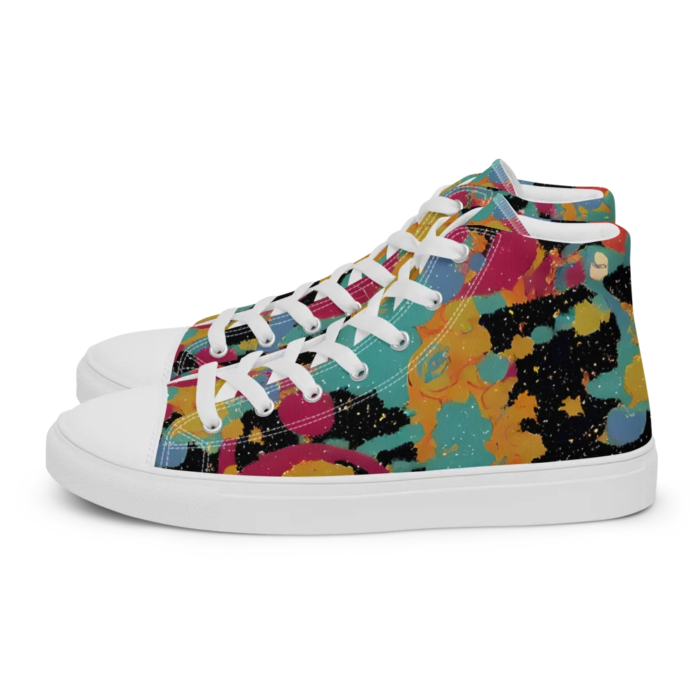 Saturated Reverie on Women's High Top Canvas Shoes — Left