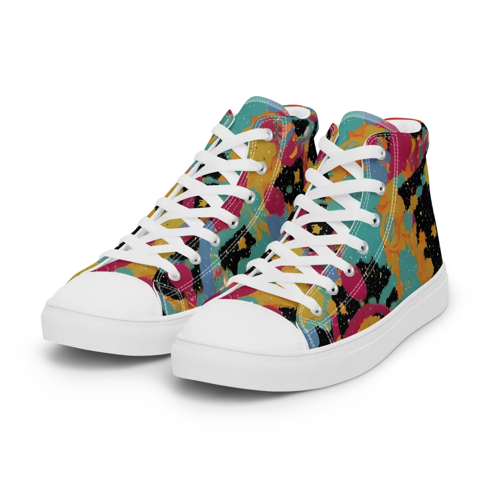 Saturated Reverie on Women's High Top Canvas Shoes — Left Front