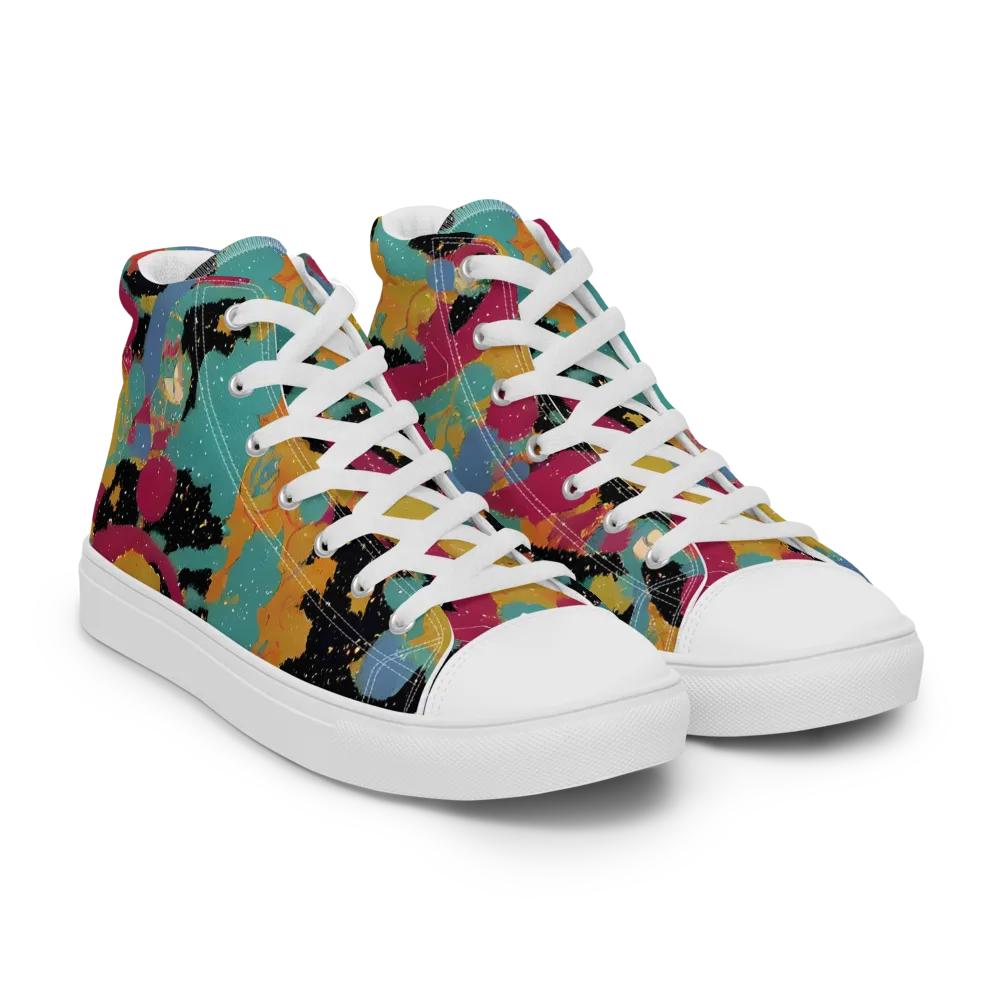 Saturated Reverie on Women's High Top Canvas Shoes — Right Front