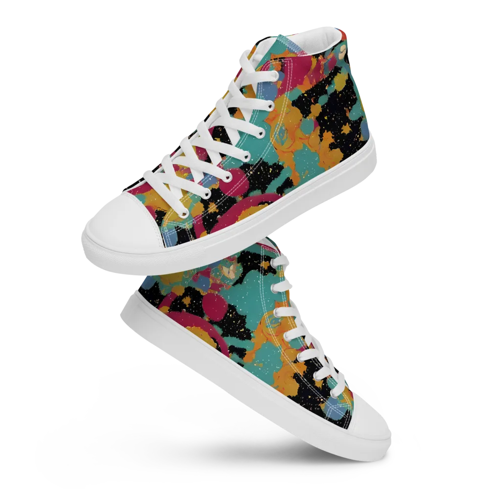 Saturated Reverie on Women's High Top Canvas Shoes — Front