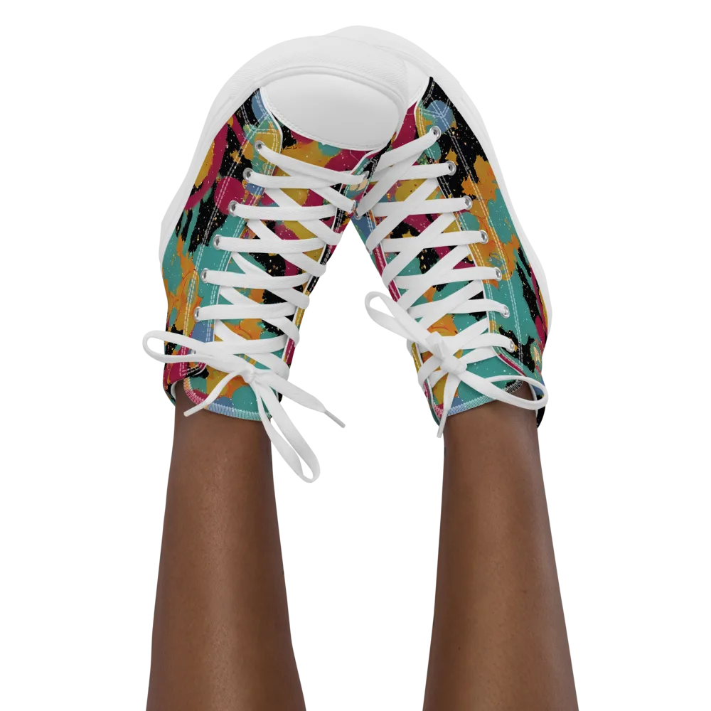 Saturated Reverie on Women's High Top Canvas Shoes — Front