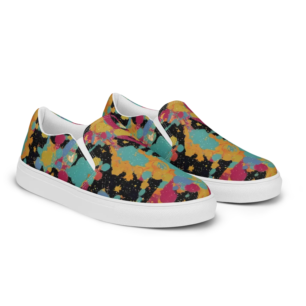 Saturated Reverie on Men's Slip-On Canvas Shoes — Right Front