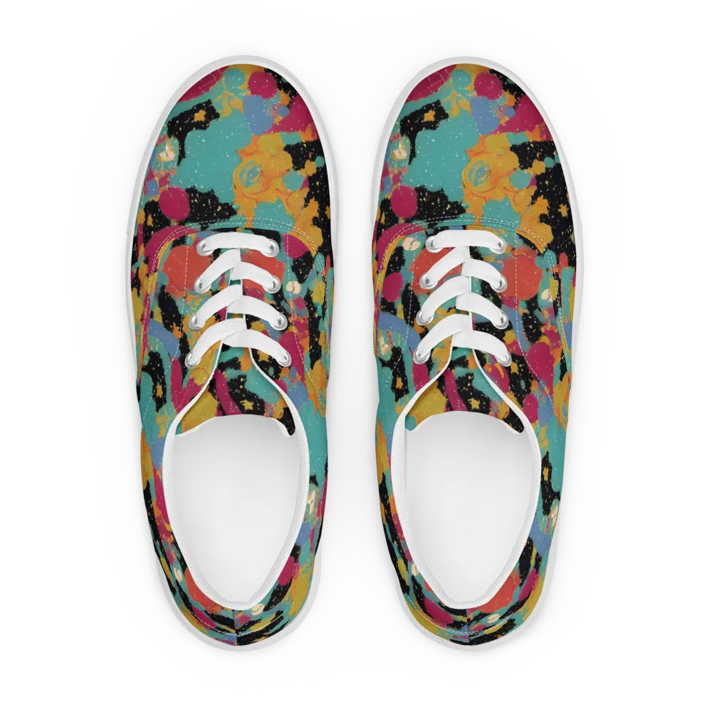 Saturated Reverie on Men's Lace-Up Canvas Shoes — Front