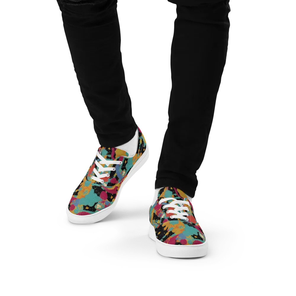 Saturated Reverie on Men's Lace-Up Canvas Shoes — Front