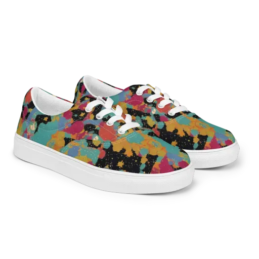 Saturated Reverie on a Men's Lace-Up Canvas Shoes