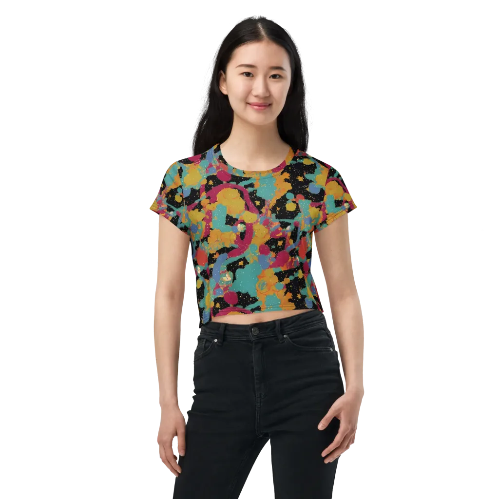 Saturated Reverie on Crop Tee — Front