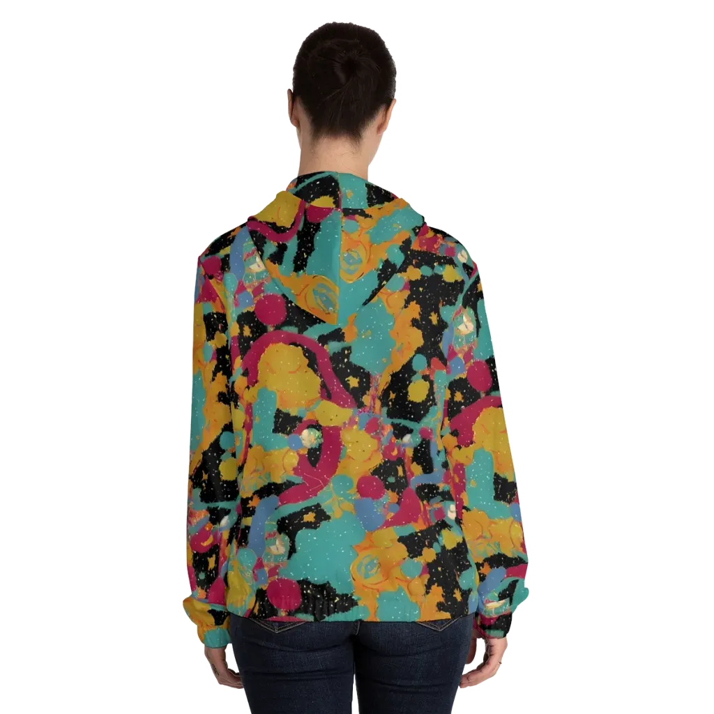 Saturated Reverie on Women's Full-Zip Hoodie — Back On Person