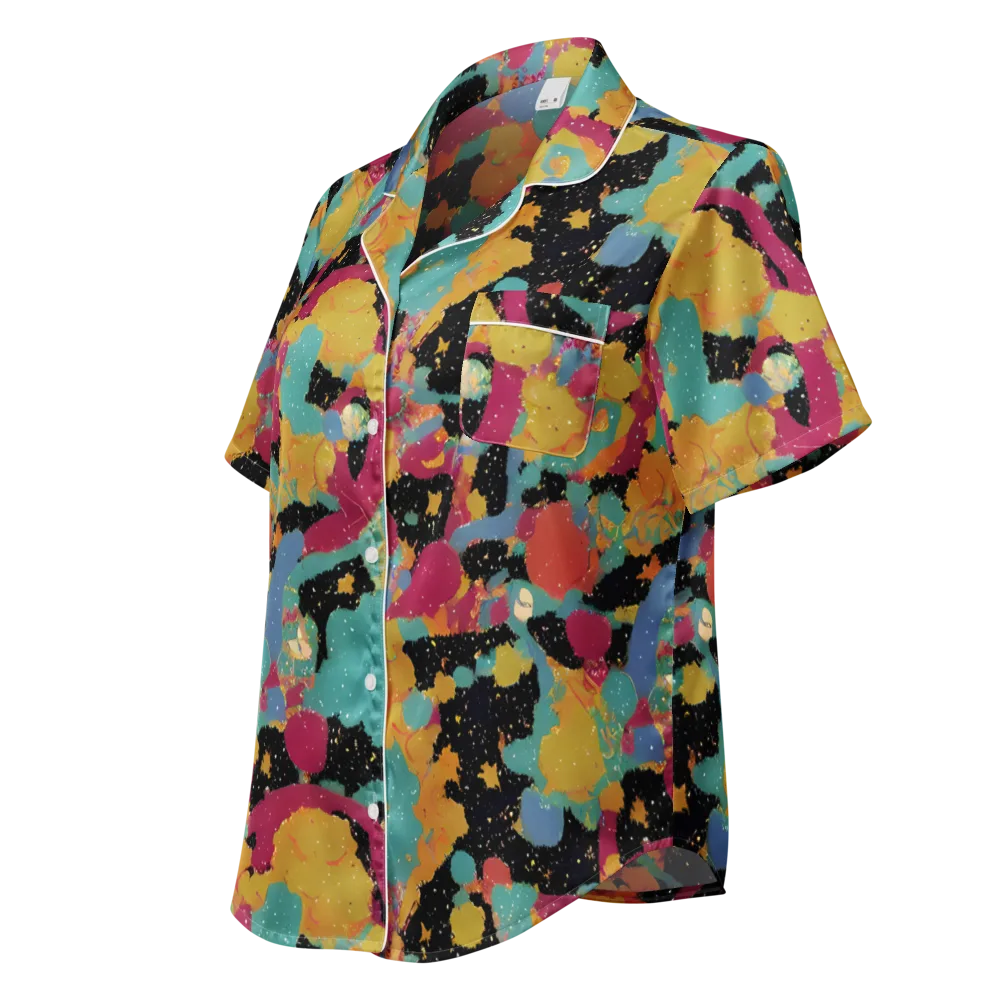 Saturated Reverie on Women's Short Sleeve Pajama Top — Left Front