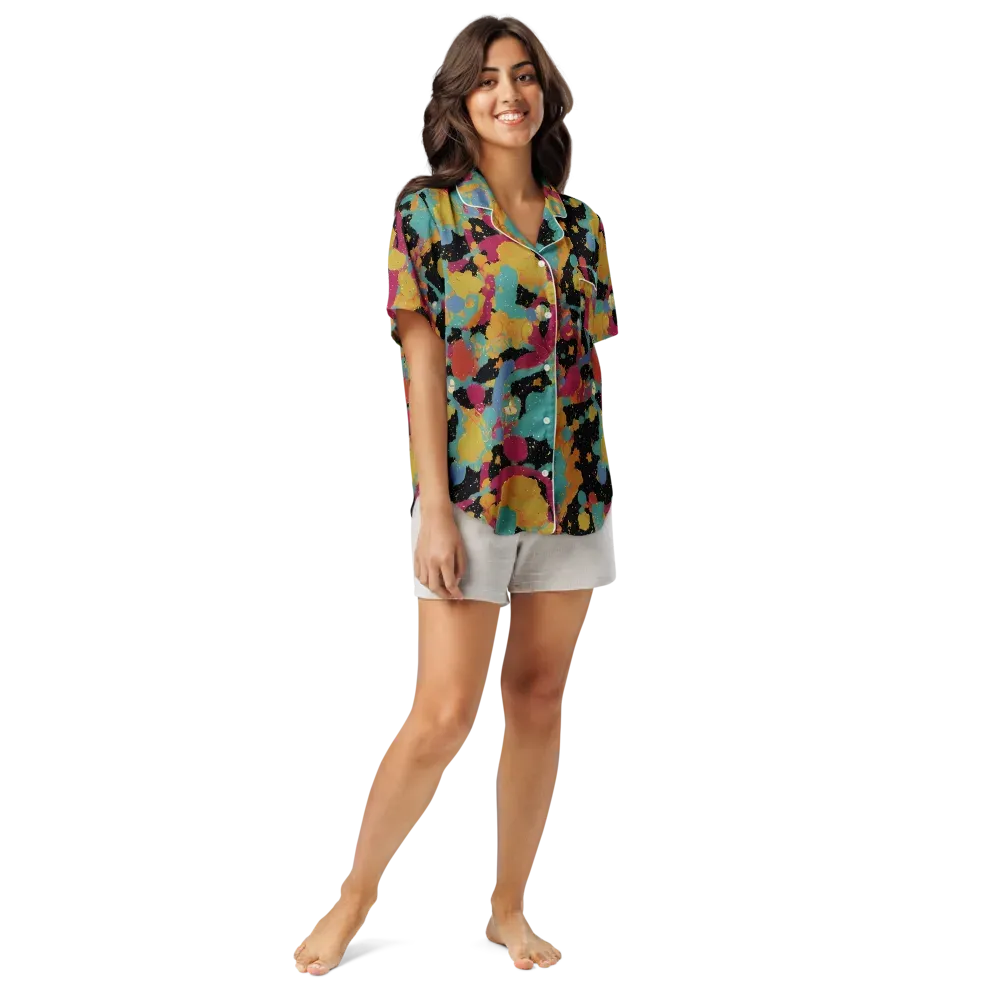 Saturated Reverie on Women's Short Sleeve Pajama Top — Front