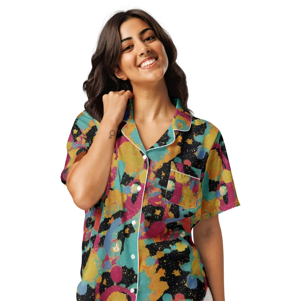 Saturated Reverie on Women's Short Sleeve Pajama Top — Front