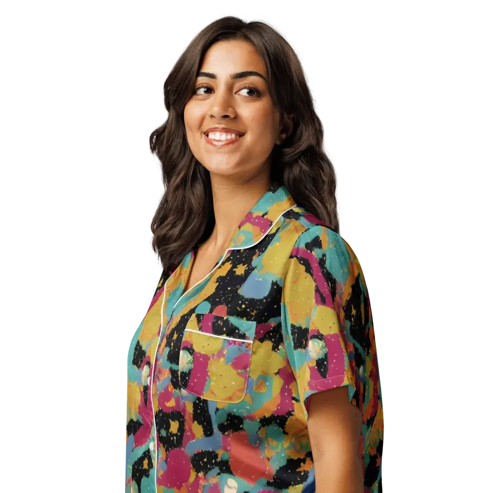 Saturated Reverie on Women's Short Sleeve Pajama Top — Left Front