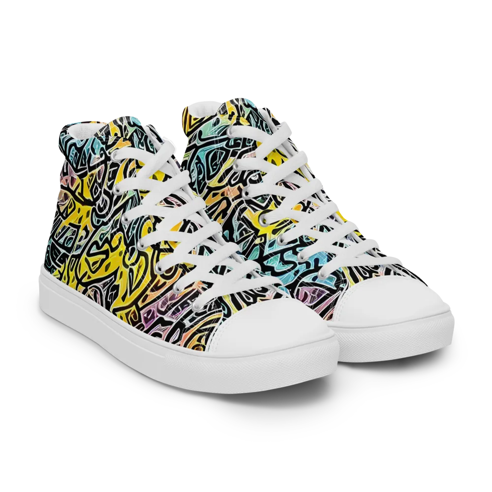 Chromatic Cipher on Men's High Top Canvas Shoes — Right Front