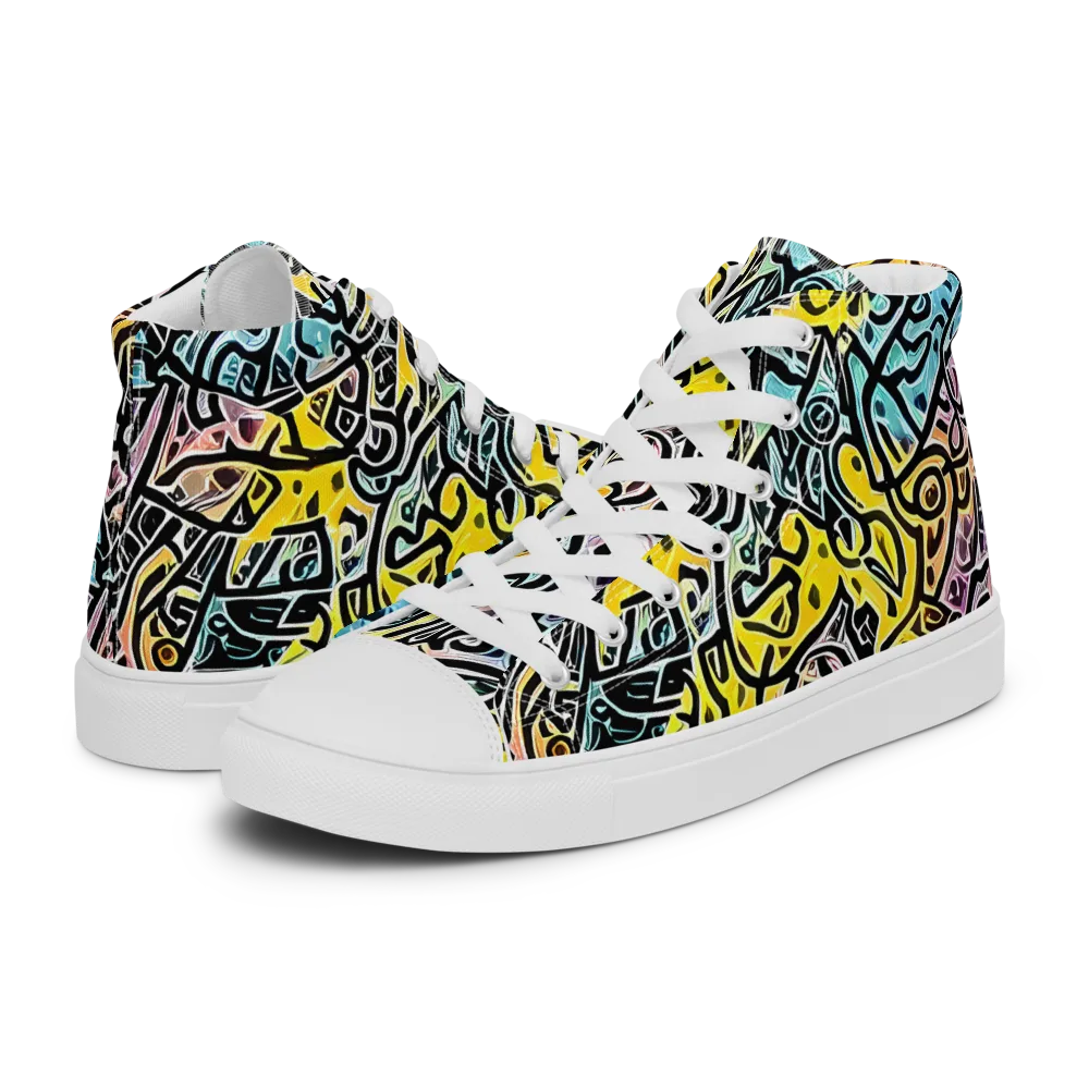 Chromatic Cipher on Men's High Top Canvas Shoes — Left