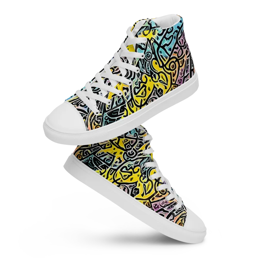 Chromatic Cipher on Men's High Top Canvas Shoes — Front