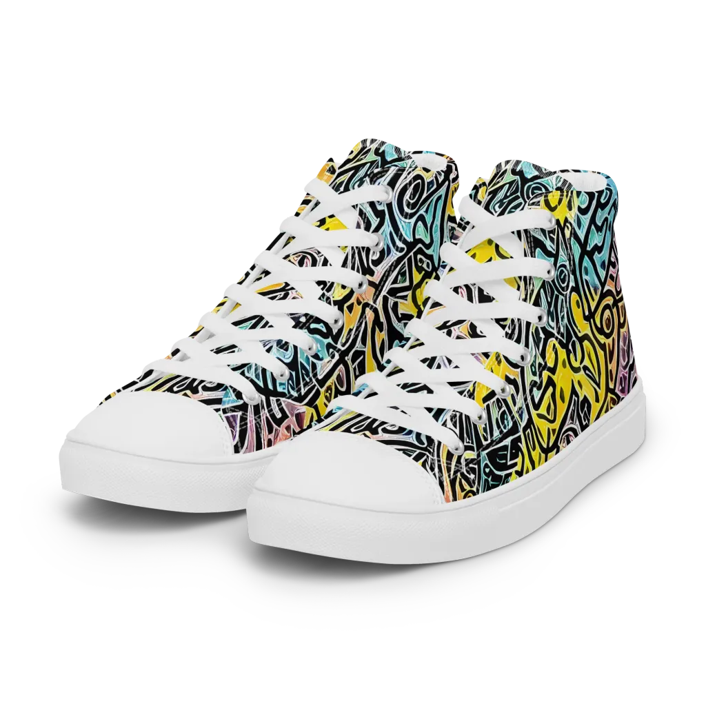 Chromatic Cipher on Women's High Top Canvas Shoes — Left Front