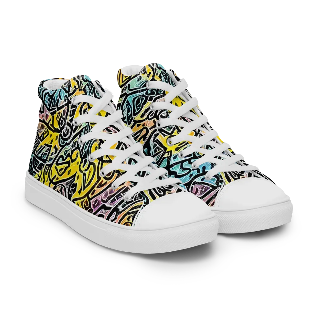 Chromatic Cipher on Women's High Top Canvas Shoes — Right Front