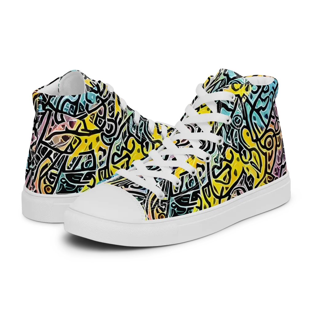 Chromatic Cipher on Women's High Top Canvas Shoes — Left